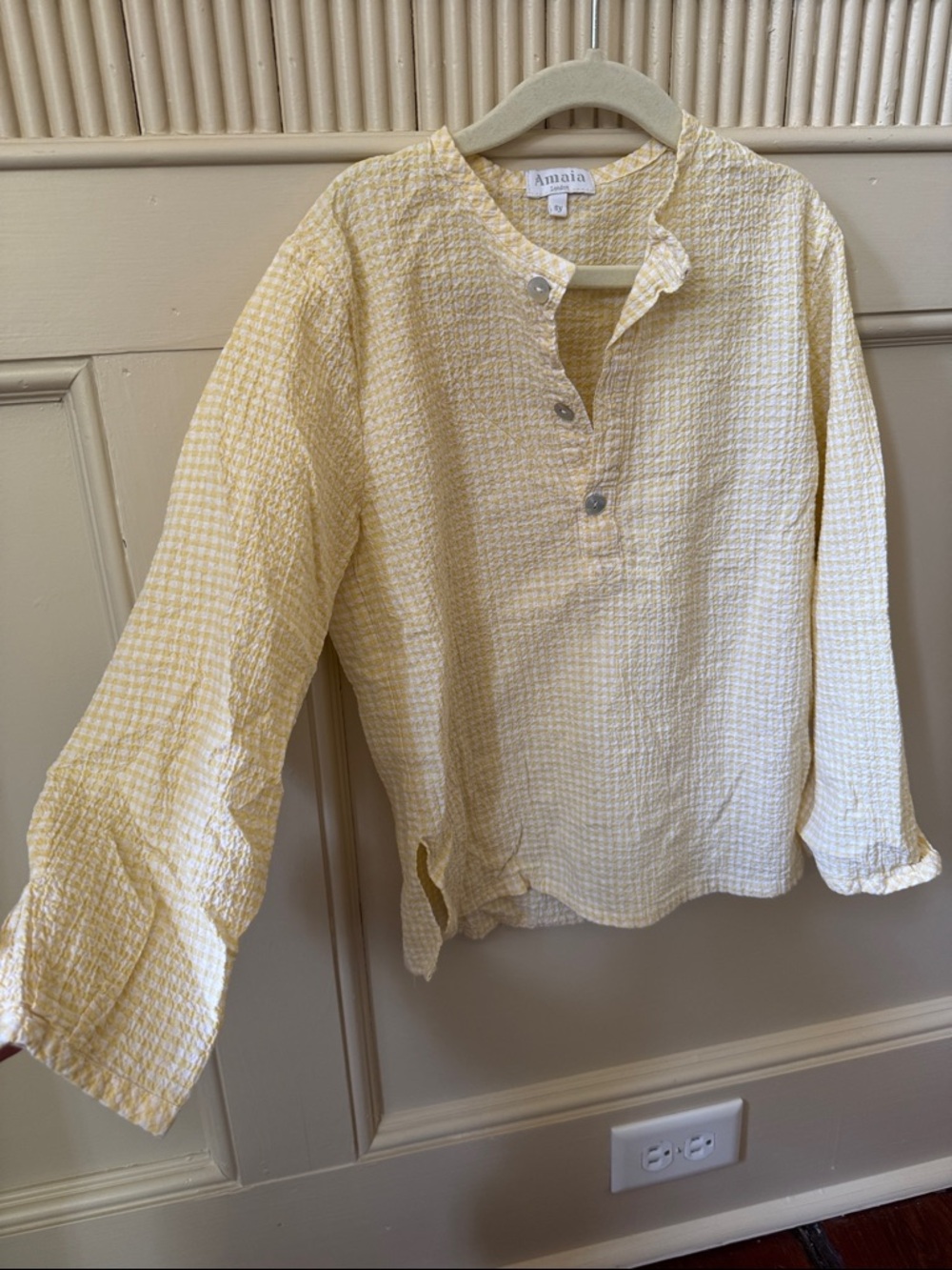 Light Yellow Kids' Long-Sleeve Henley Top